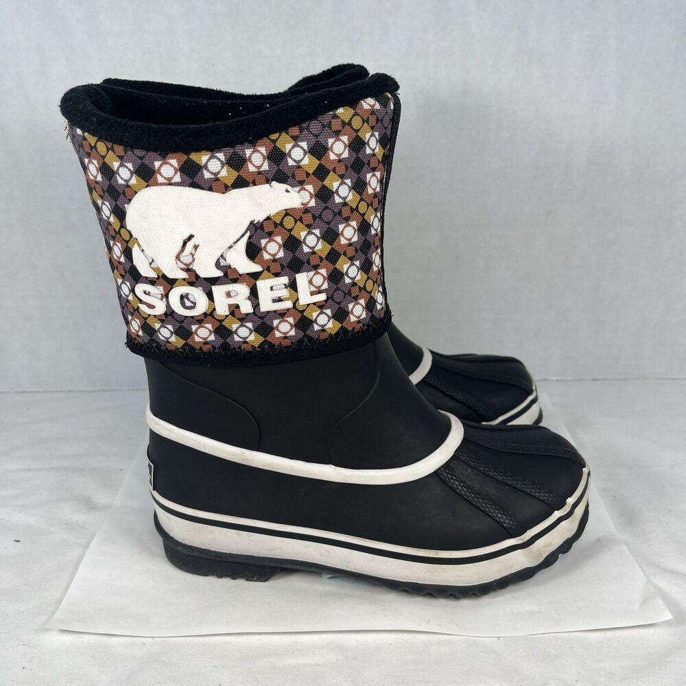 Sorel Girls Youth Size 2 Waterproof Winter Snow Boots Brown Black - Picture 3 of 7